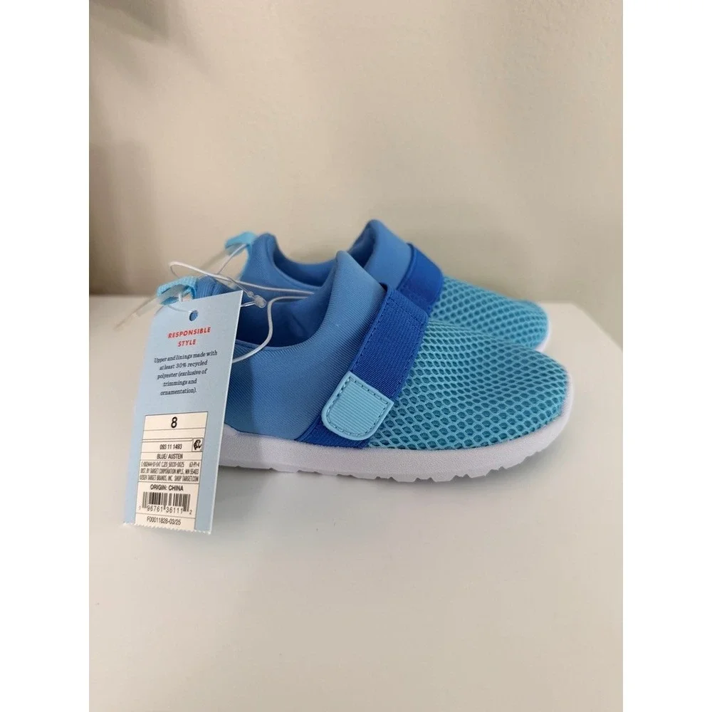 Cat & Jack Austen Sneakers Toddler 8 Blue Mesh Slip On Hook Loop NWT